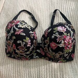 Victoria's Secret Black Bra with Floral Embroidery